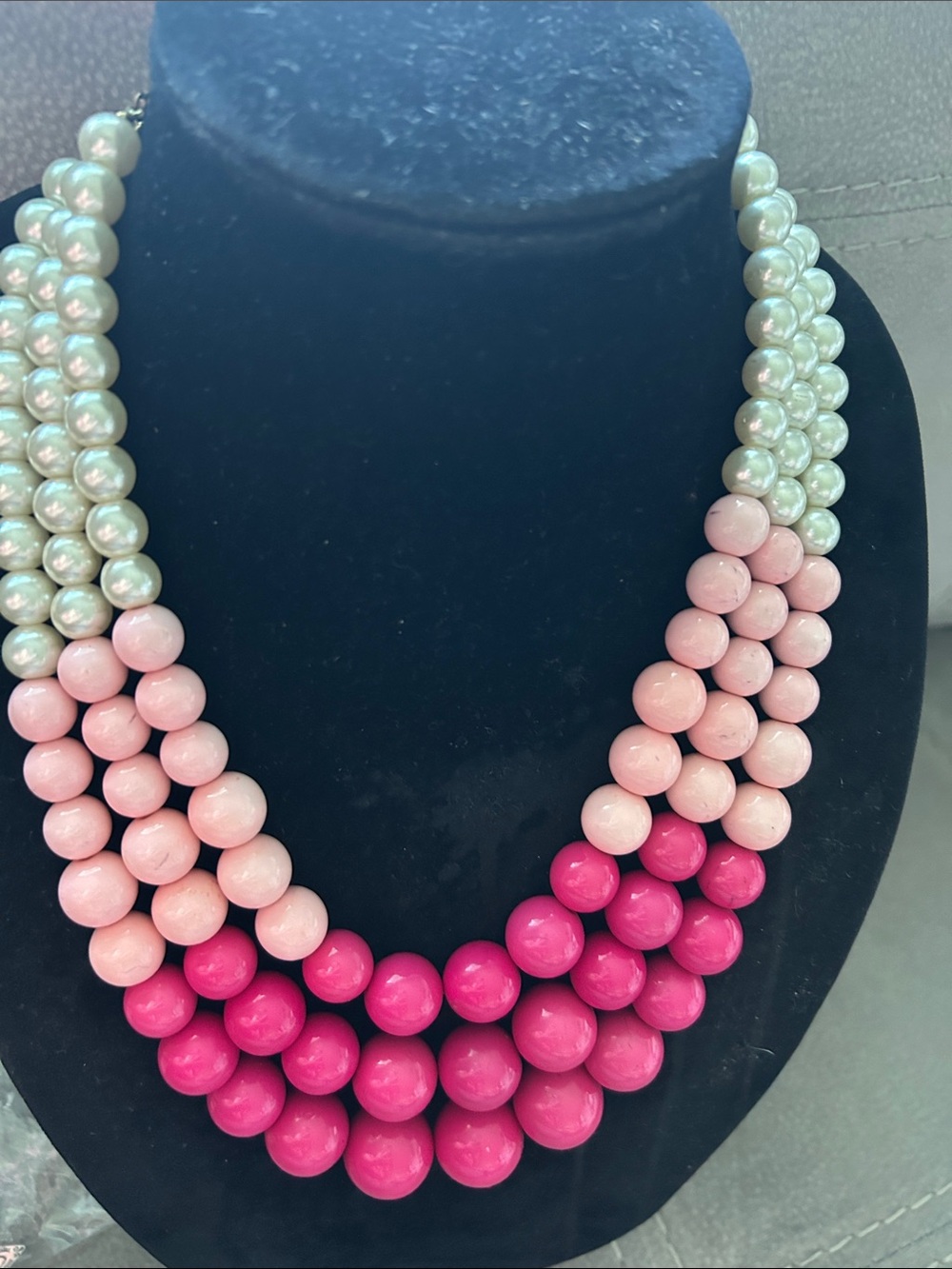 Multi-Strand Pink Pearl Statement Necklace